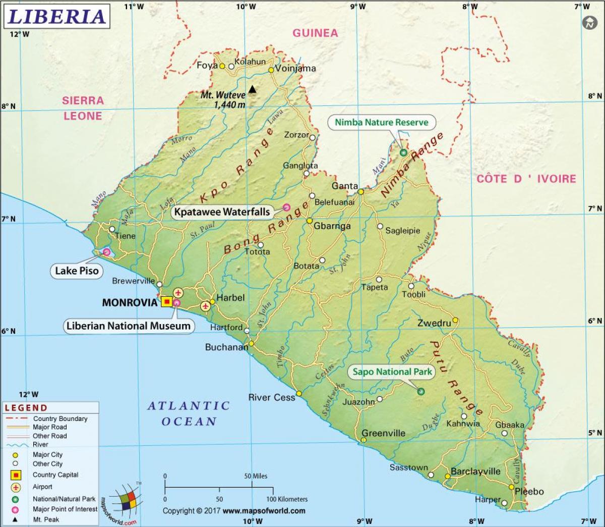 karta za Liberiju