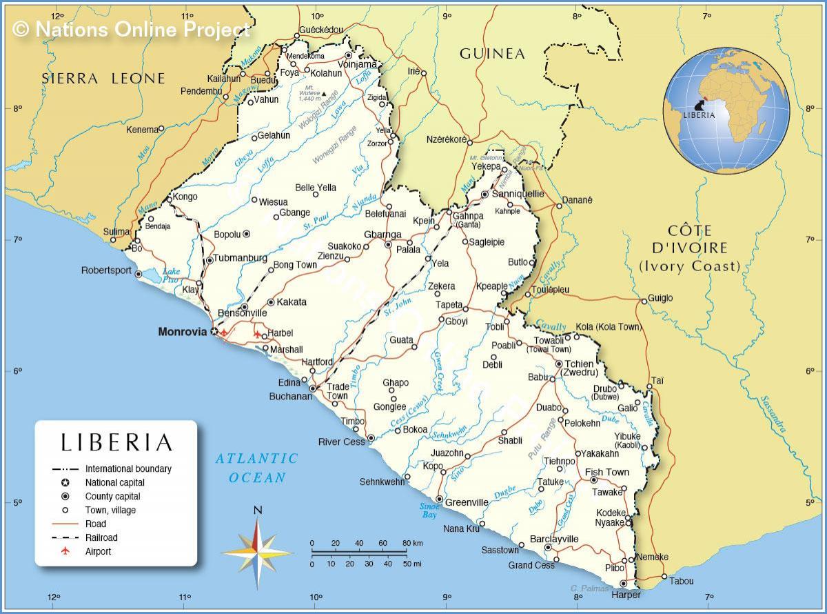 mapa Liberiji africi