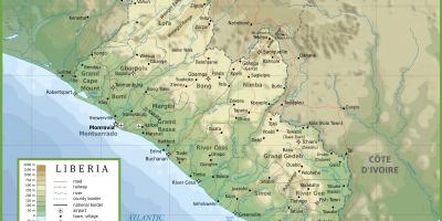 Nacrtaj fizički karta za Liberiju