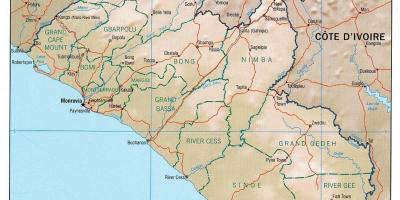 Mapa geografska karta za Liberiju
