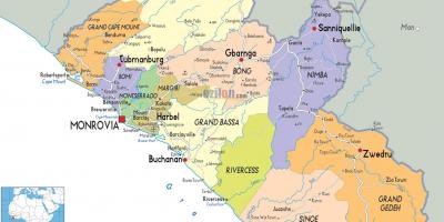 Mapa Liberiji zemlji