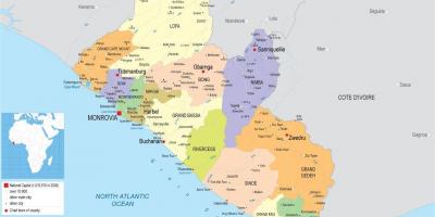 Nacrtaj mapu politička karta za Liberiju